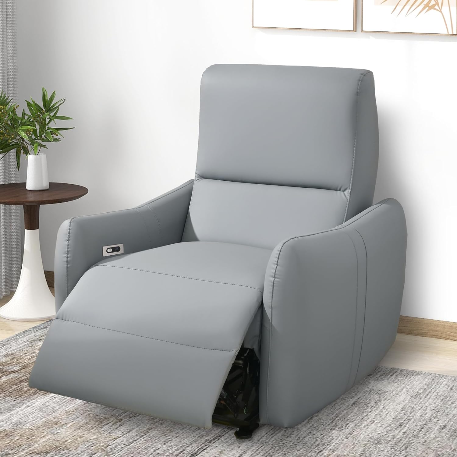 Electric Power Recliner, Wall Hugger Electric Recliner Chairs with USB Ports Sofa PU Leather Recliner for Living Room/Small Spaces