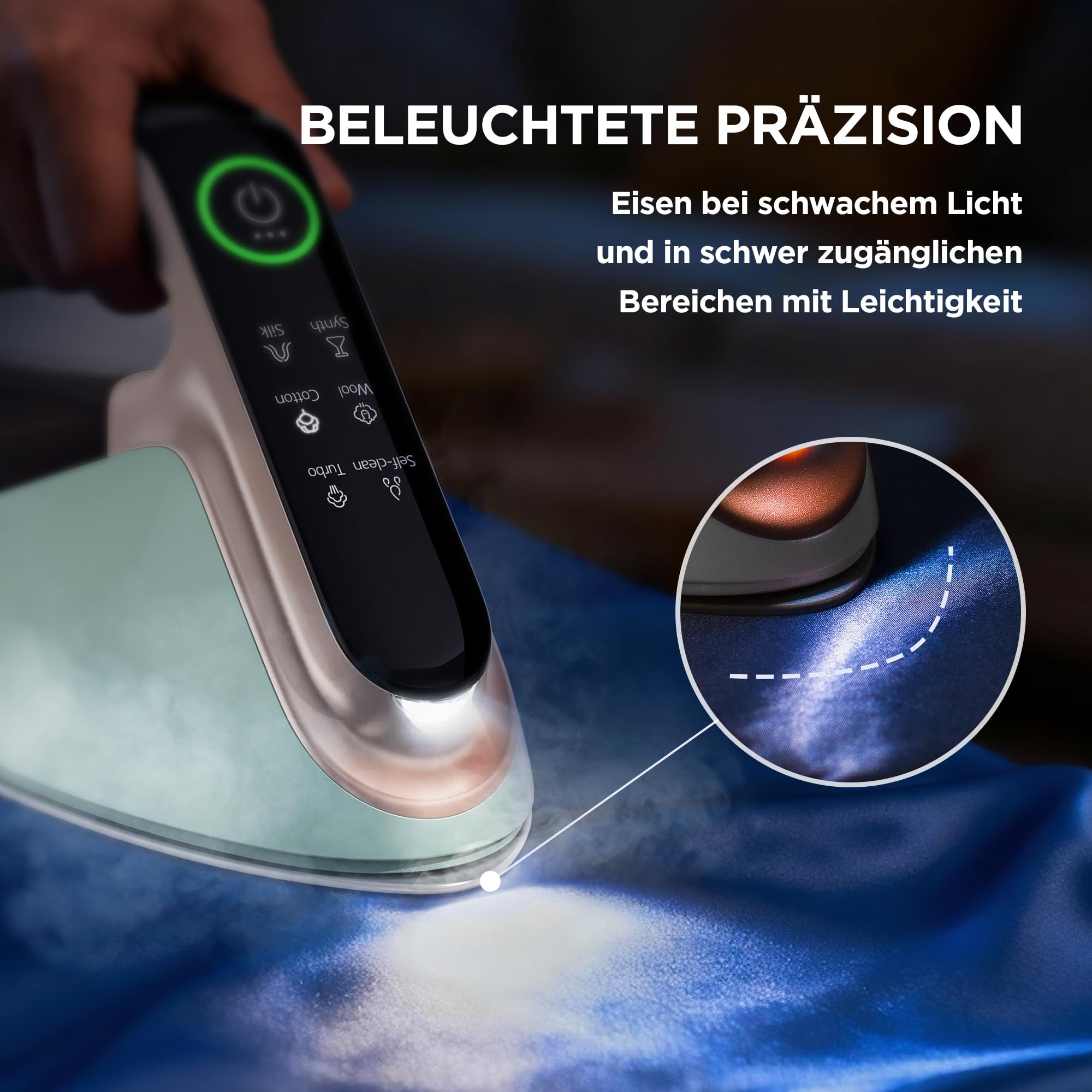 Newbealer Dampfbügeleisen 2400W Turbo - 350 ml abnehmbarer Wassertank, max. 32 g/min Dauerdampf, 200 g Dampfstoß, 4 Dampfstufen, Automatische Abschaltung & Selbstreinigung, Grün