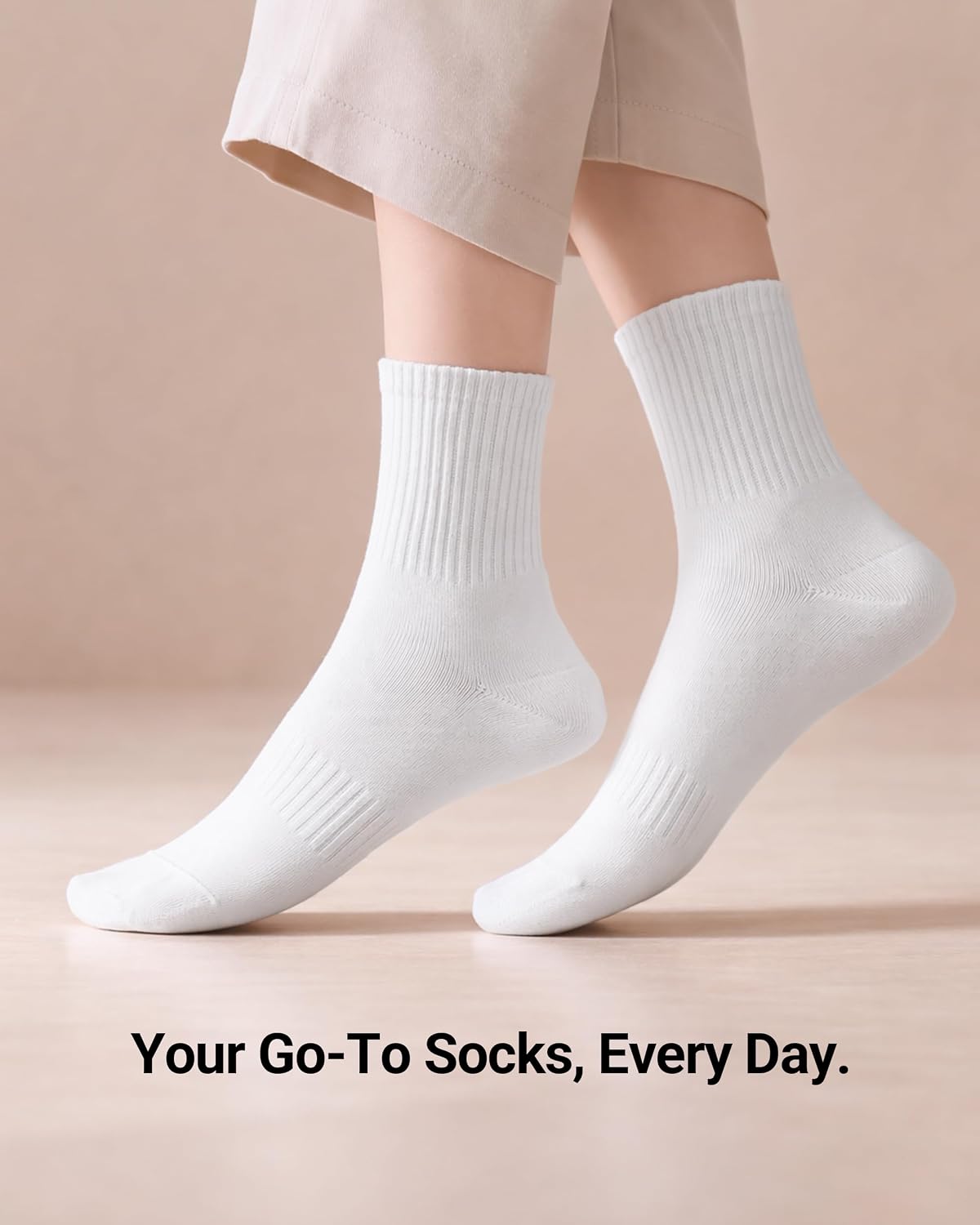 Women’s Crew Socks with Elastic Arch Support, 6 Pairs – Soft, Thin & Breathable for Casual & Light Athletic Wear