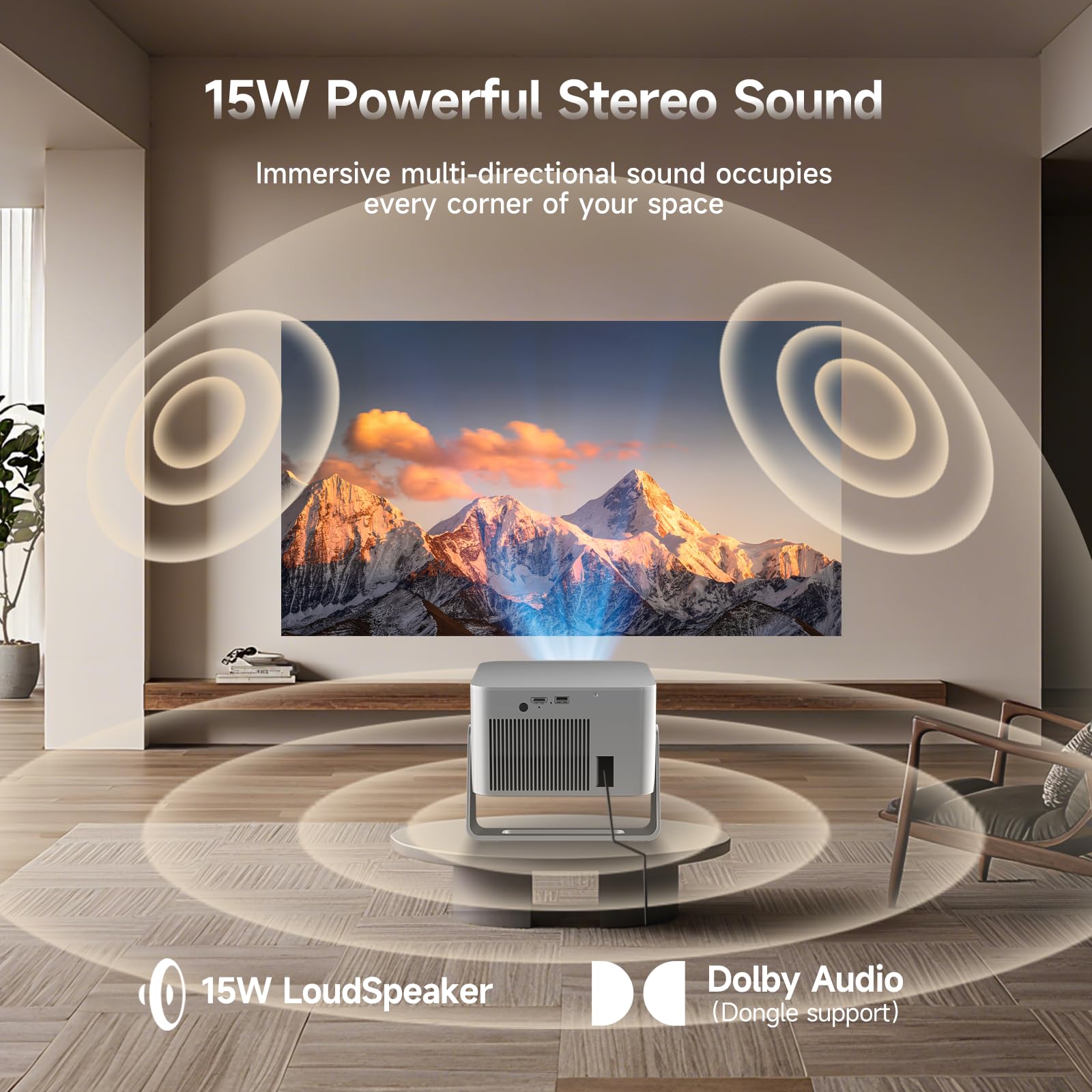 【Google TV/Official Apps/Voice Assistant】 Magcubic Proyector 4K，Proyector Portatil Full HD 1080P, 650 ANSI, Enfoque Automático, Altavoz 15W Dolby Audio, WiFi 5 para Exterior/Cine en Casa