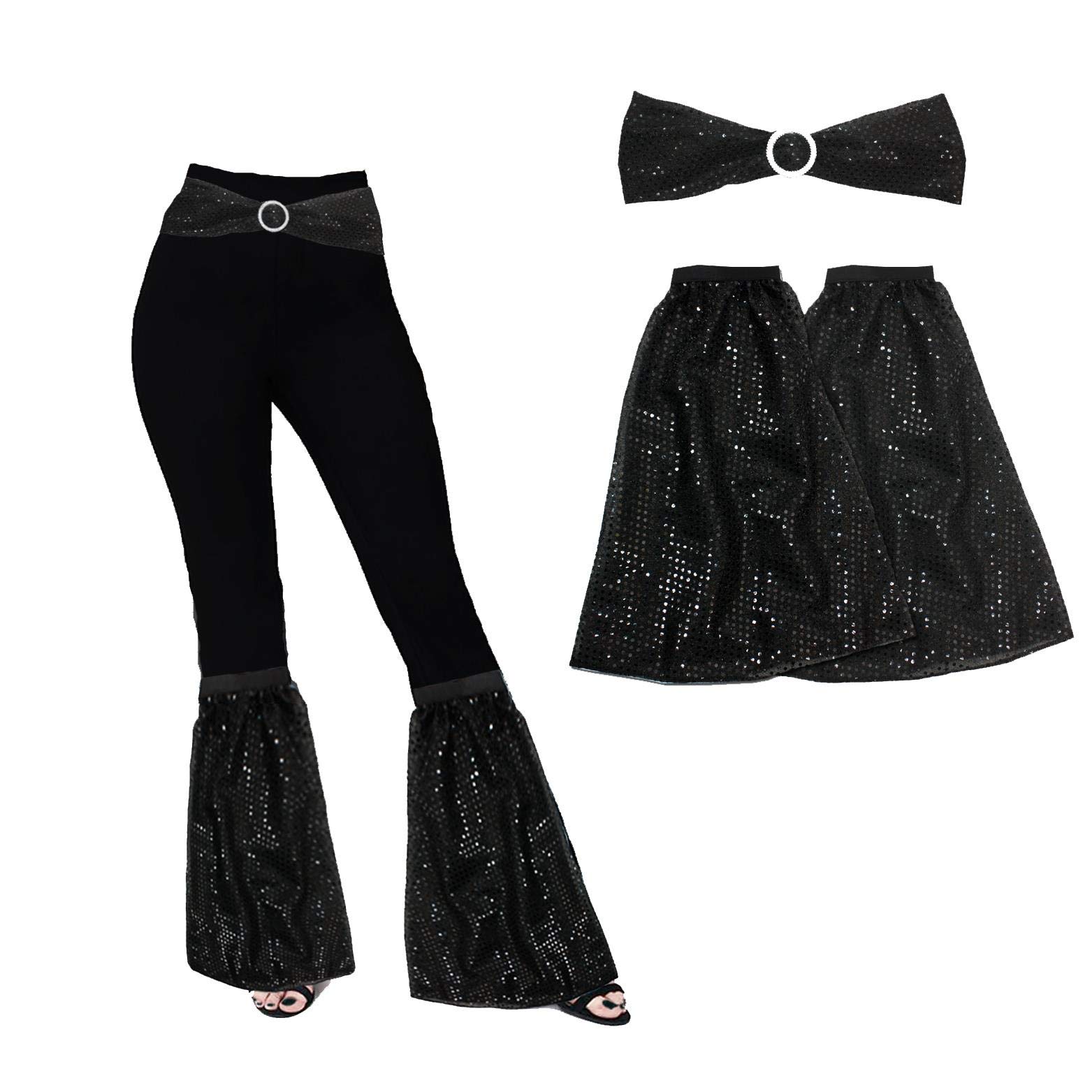 The Dragons Den 1960 70s Sequin Flares Covers & Belt Disco Soul Funk Dance Fancy Dress Set