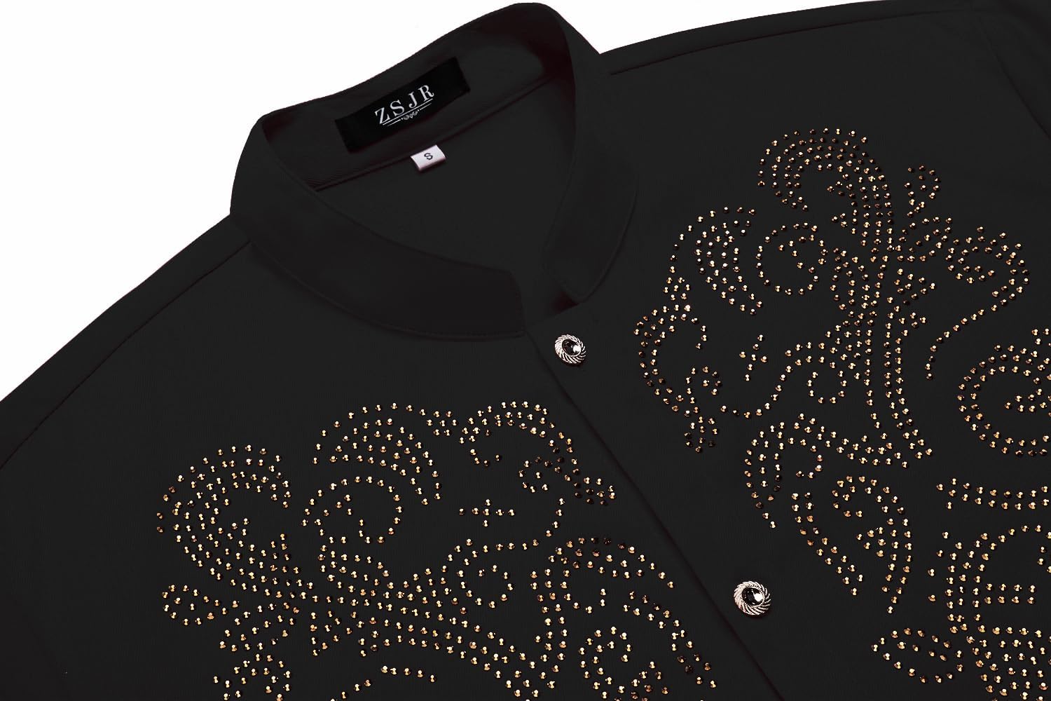 Mens African 2 Piece Set Glitter Rhinestone Traditional Suit Shiny Blingbling Sparkle Metallic Dashiki Shirt Pant Outfit - Image 4