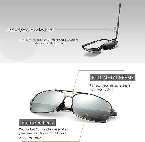 Miniatura 9 de SUNGAIT lentes de sol polarizados rectangulares livianos con protección 100 contra rayos UV