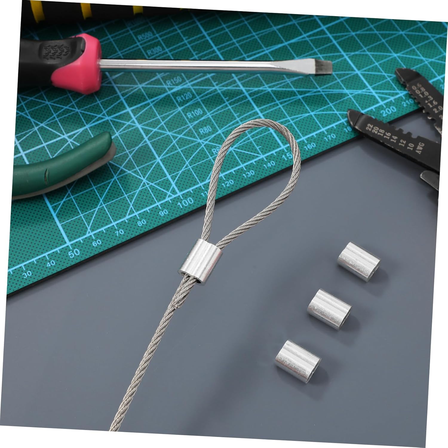 PRETYZOOM 1Roll Stainless Steel Wire Rope Craft Steel Wire for Hanging Fencing and Various Applications High Strength and Flexible Design Ferrules Included