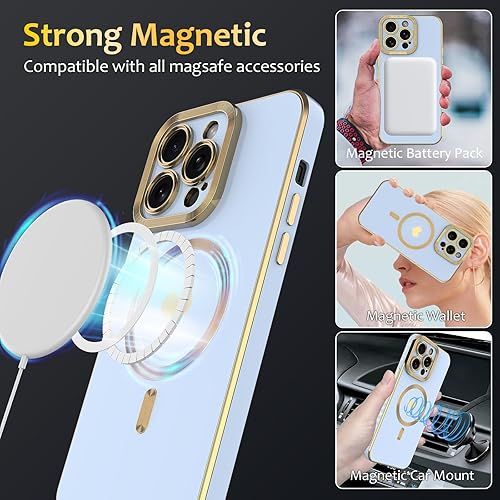 Miniatura 3 de wahhle Magsafe - Funda magnética para iPhone 11 Pro, cubierta de lujo chapada en forma de corazón para mujeres y niñas con protector de cámara