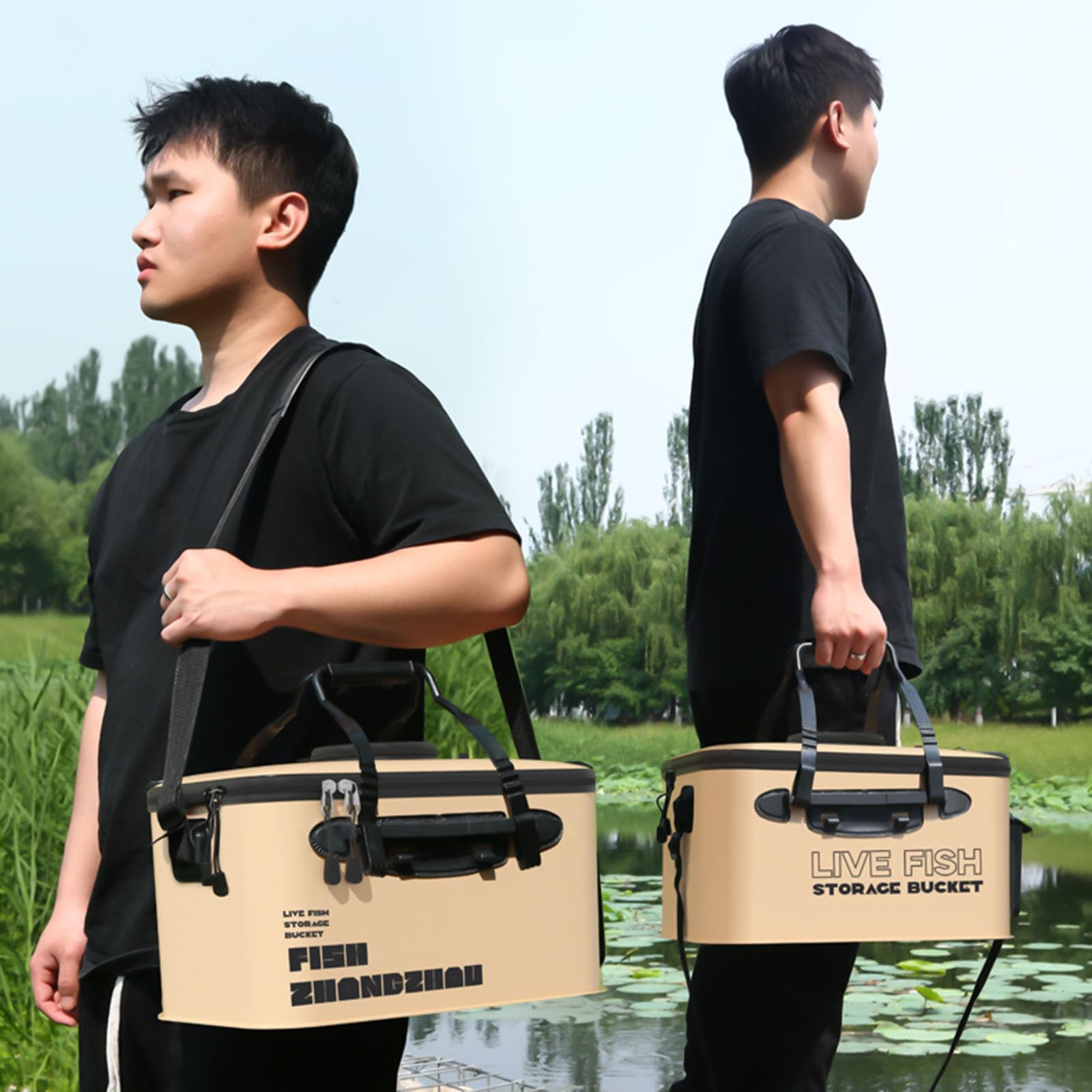 QIEIEI Fishing Basin Fish Bucket Fishing Bucket Fishing Bag with Handle Fish Fishing Barrels Container Foldable Tackle Box