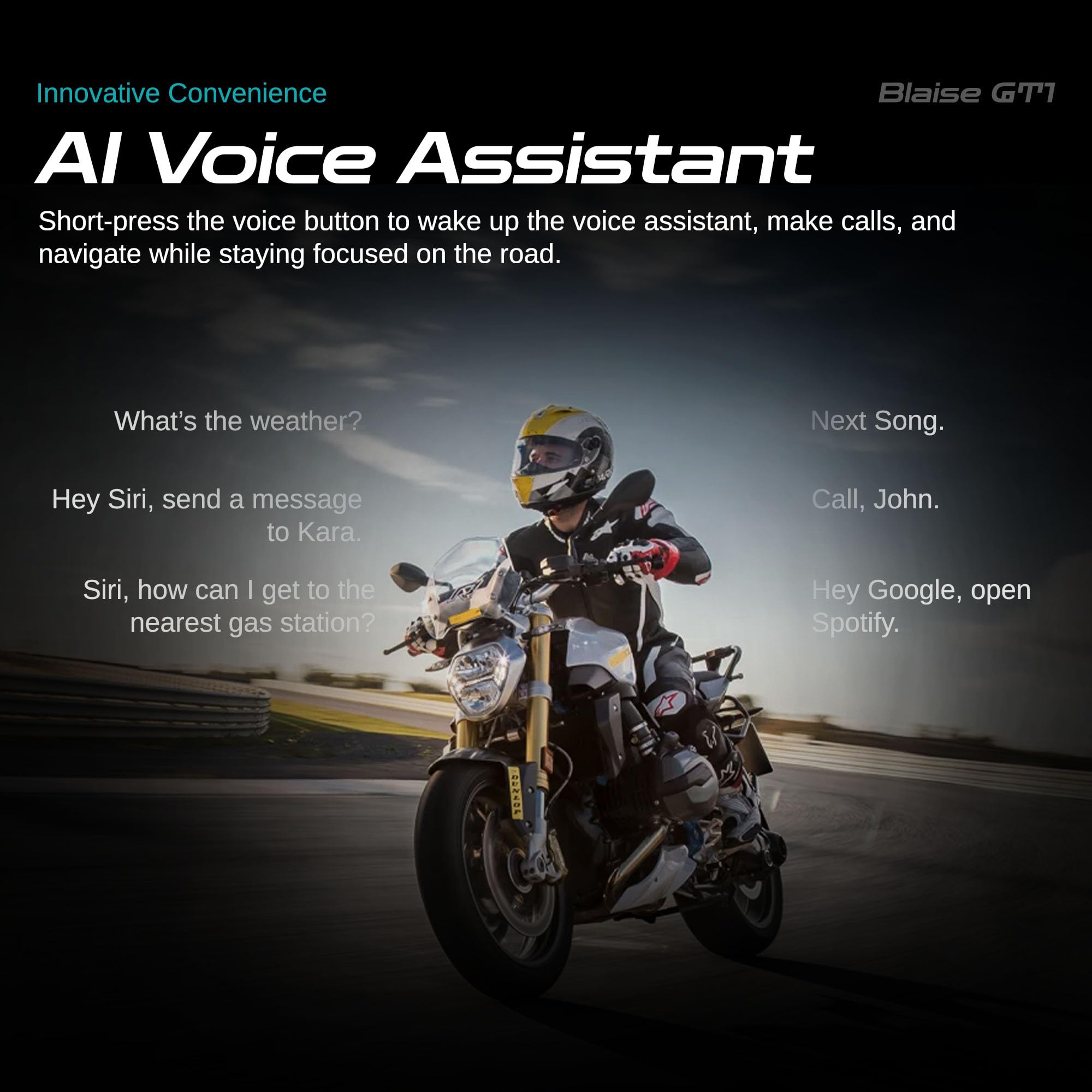 Blaise GT1 - Casco da moto con cuffie Bluetooth, citofono 2 piloti con sistema di comunicazione per condividere la musica, IPX6, impermeabile, colore: viola e nero