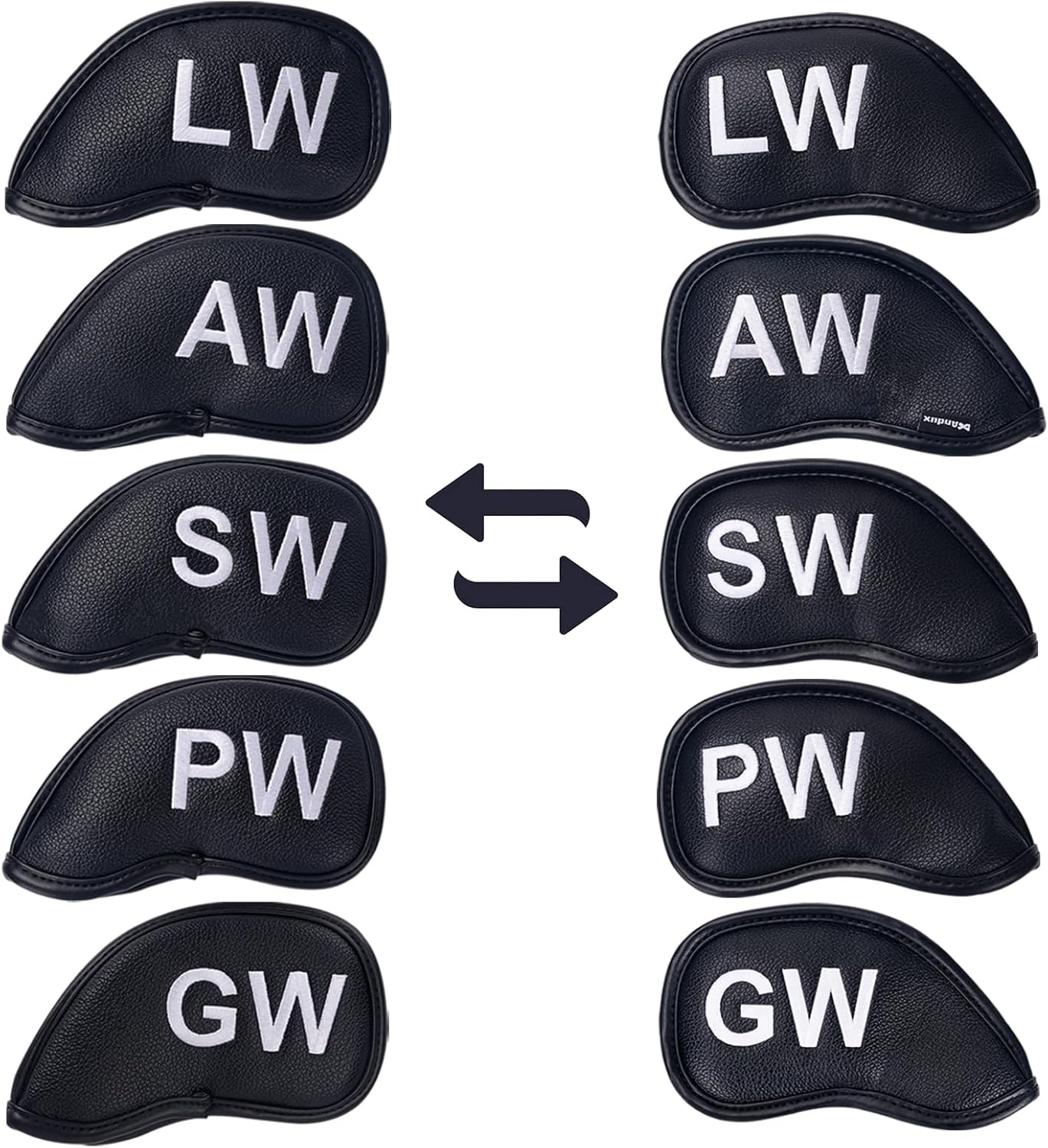 Andux 5Pack PU Golf Wedge Irons Club Head Covers NO. on Both Sides with Hook & Loop Closure MT/S20