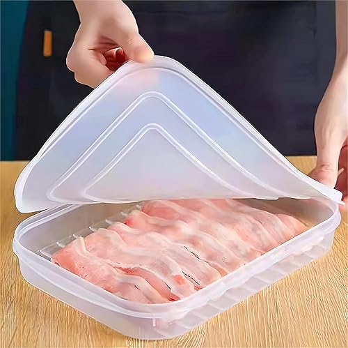 Miniatura 5 de wulikanhua Paquete de 2 recipientes de plástico para tocino con tapas herméticas, para carne de delicatessen, cortes fríos, ahorro de queso,