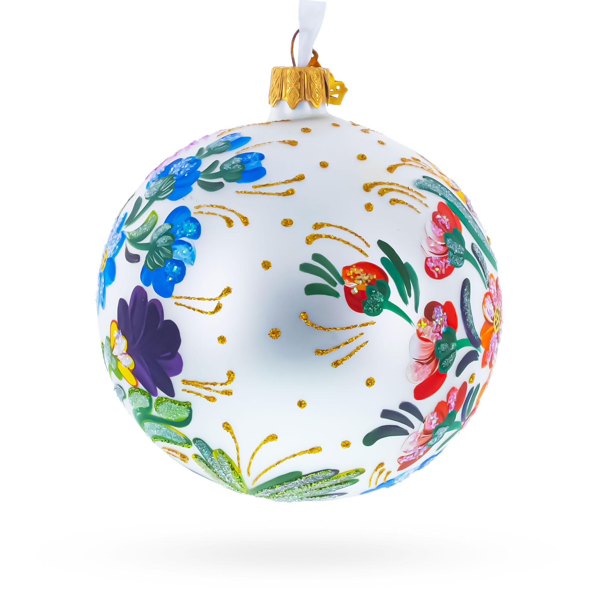 Amazon.co.jp: BestPysanky フラワー刺繍 ガラスボール クリスマス