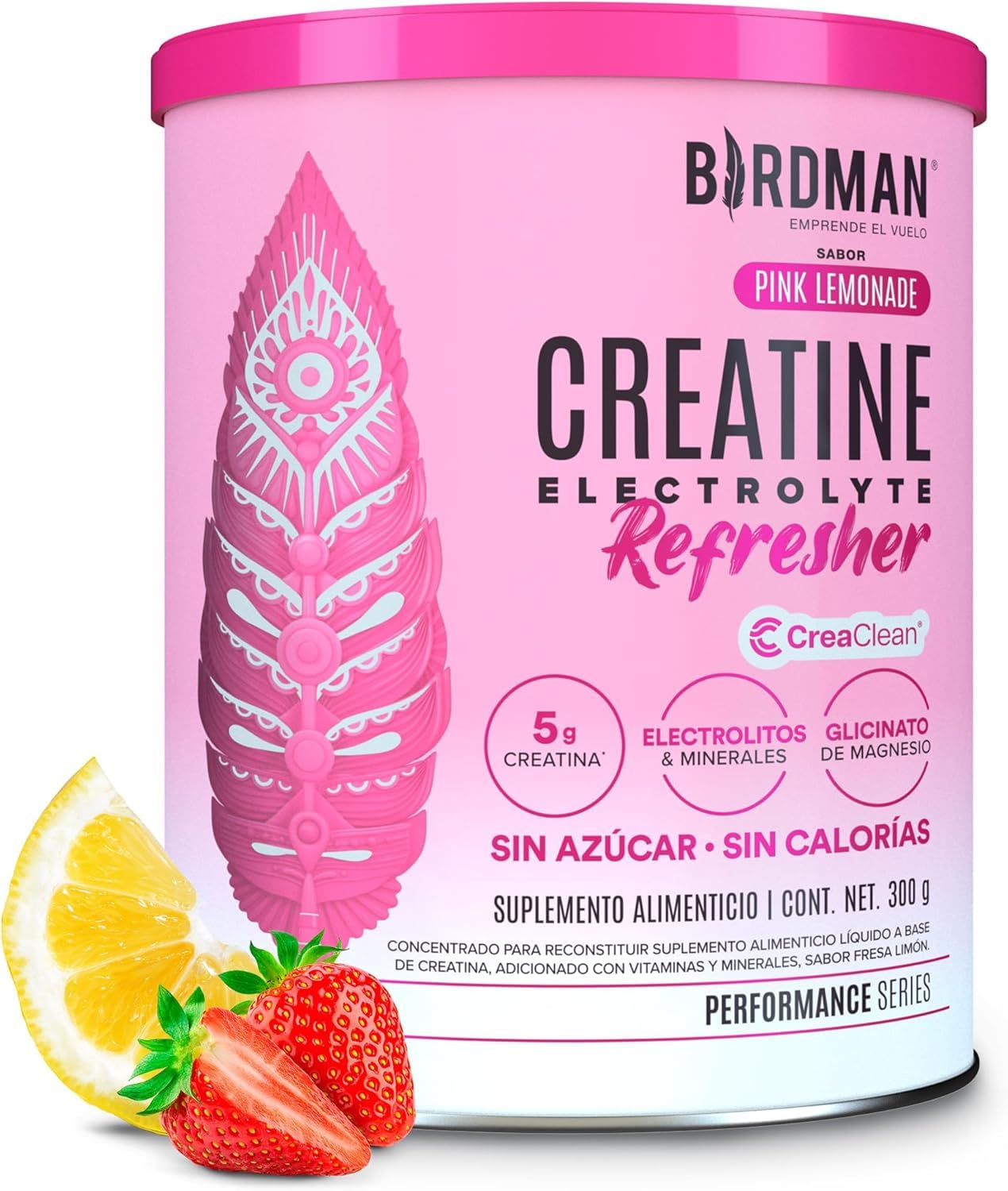 BIRDMAN Creatine Refresher | Creatina Monohidratada con Electrolitos, Magnesio y Vitaminas | Sin Azúcar, Sin Calorías | Saborizantes y Endulzantes Naturales | Sabor Pink...