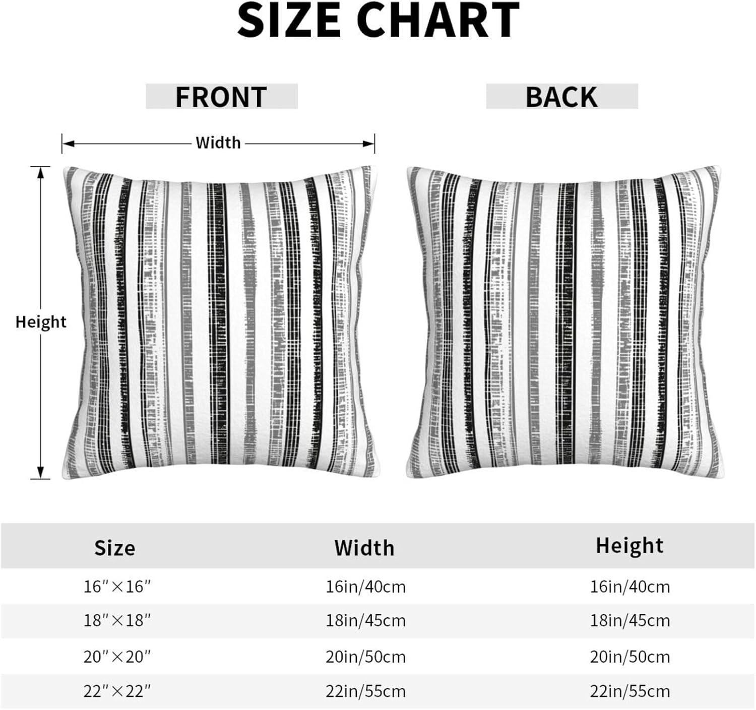 KiuLoam Boho Black White Grey Striped Throw Pillow Covers 18 x 18 Inch Set of 2, Stripe Pattern Farmhouse Outdoor Decorative Pillow Cases Modern Cushion Cases for Couch Bed Home Decor - Image 5