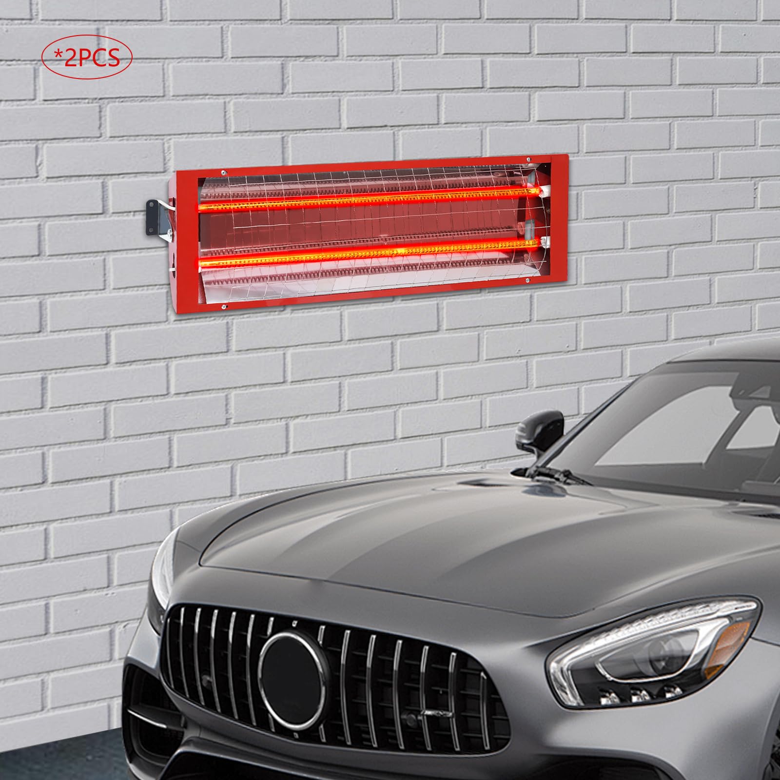 CNCEST Paint Curing Lamps, 110V Baking Infrared Pair 2KW Paint Curing Lamp Heater Heating Light Spray Booth, Auto Heating Lamp for Automotive Paint Booths, Local Paint Drying