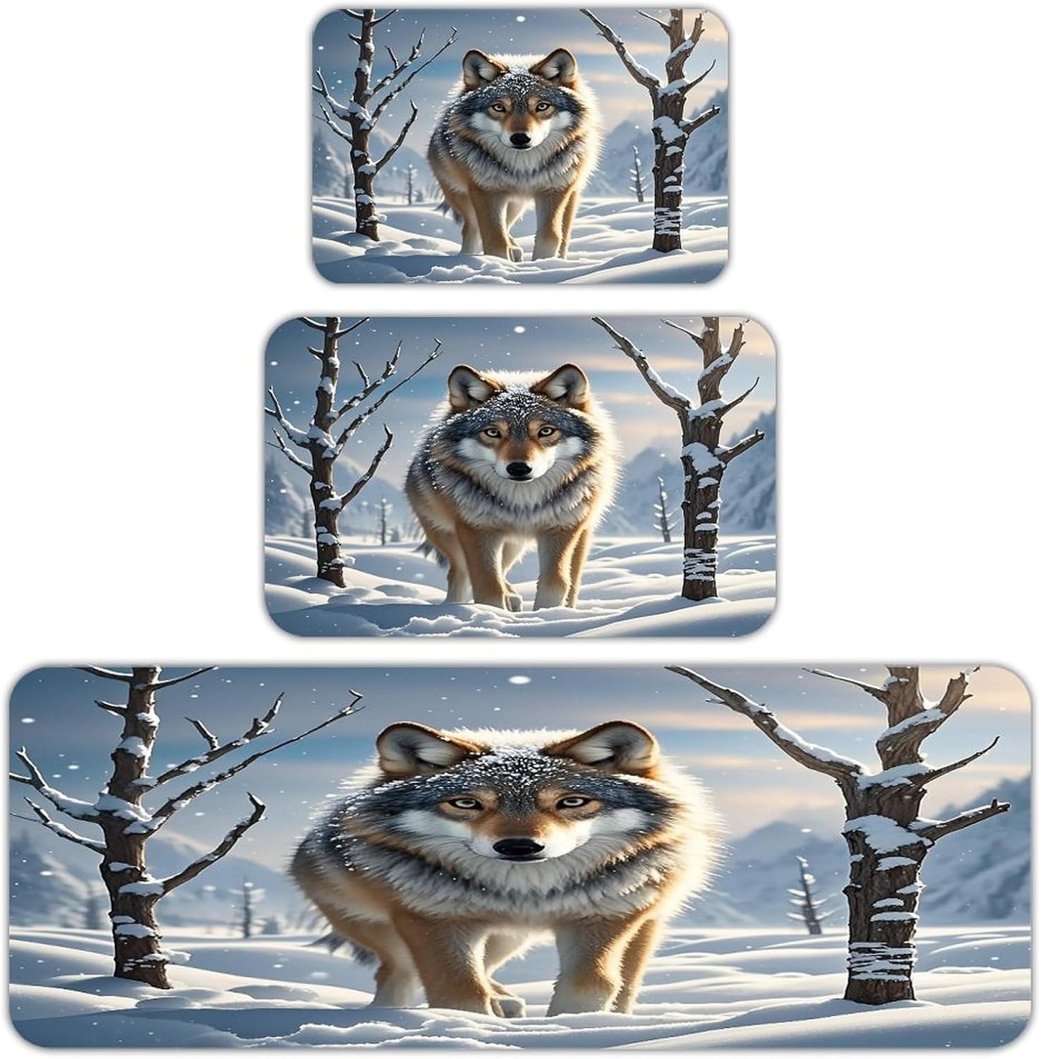 Winter Wolf Kitchen Mats for Floor 3PCS Waterproof Low-Profile Kitchen Rugs Floor Mat Non Slip Anti Fatigue Mats Comfort Standing Mat Runner Rug Area Rug 6"x24"+20"x31"+17"x47"
