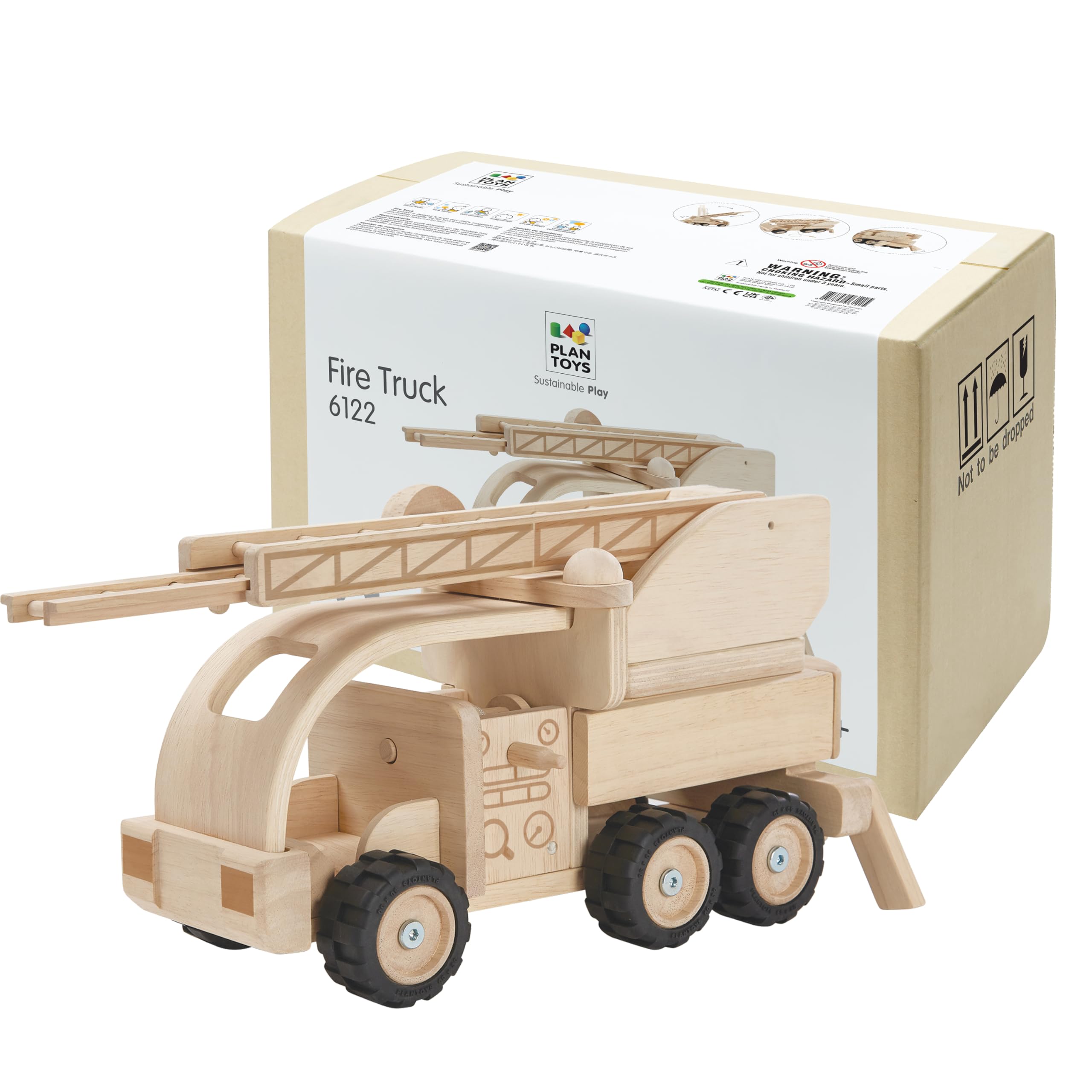 PLAN TOYS - Fire Engine, Wood Colour (6122)