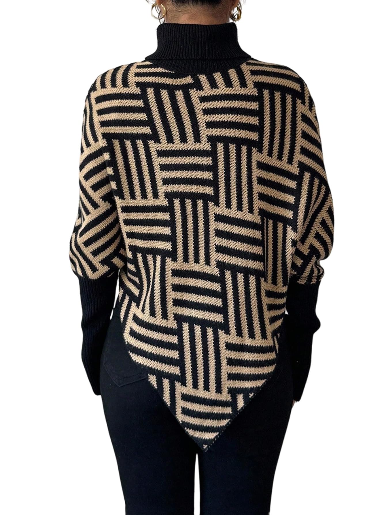 GORGLITTER Rollkragenpullover Damen Elegant Strickpullover Oversize Longpullover Old Money Style Damenpullover Langarm Winterpullover