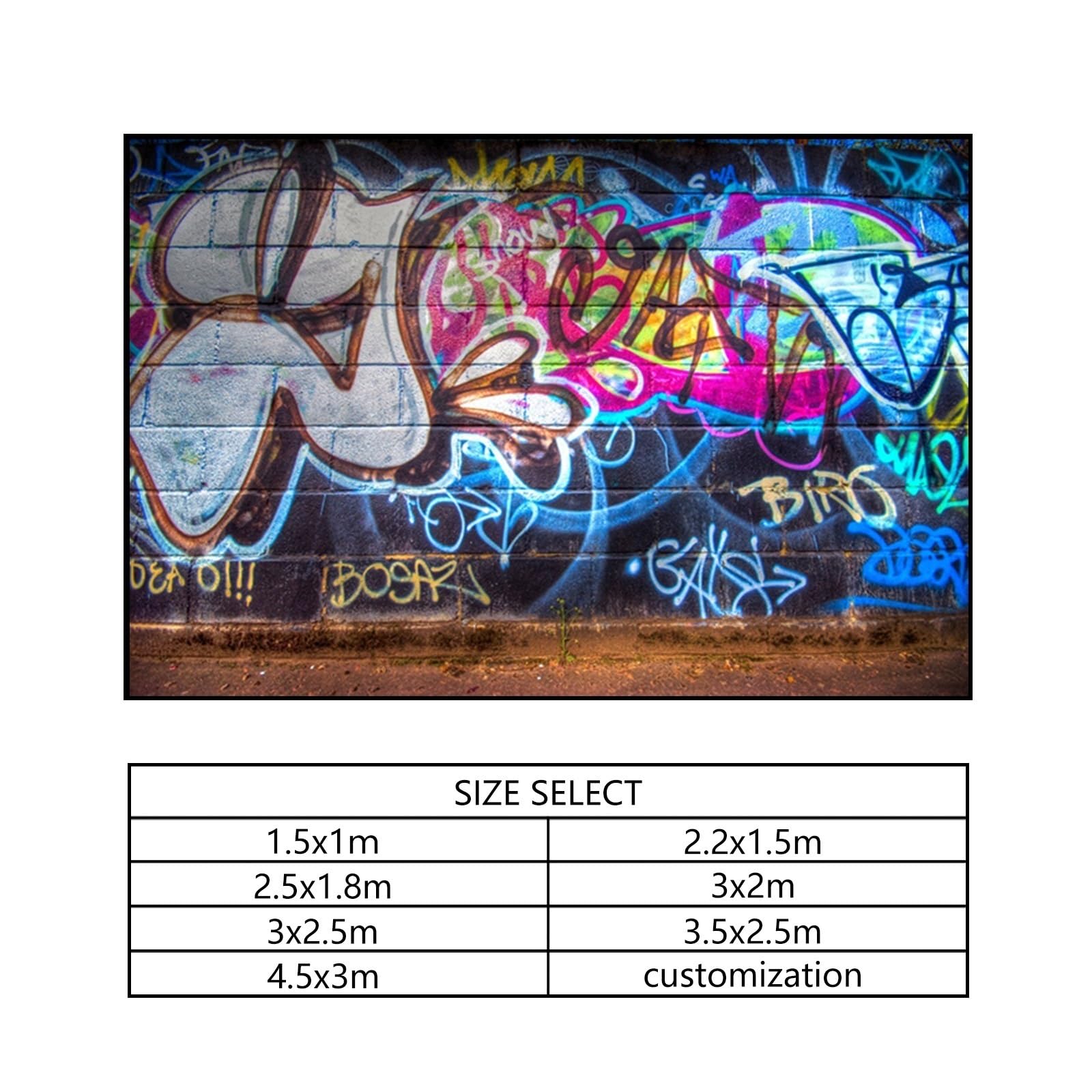 YongFoto 3,5x2,5m Vinyl Toile de Fond Mur de Graffiti Urbain Rue Abstrait Art La Peinture Fond Décors Studio Photo Portrait Enfant Video Fete Mariage Photobooth Photographie Accesorios