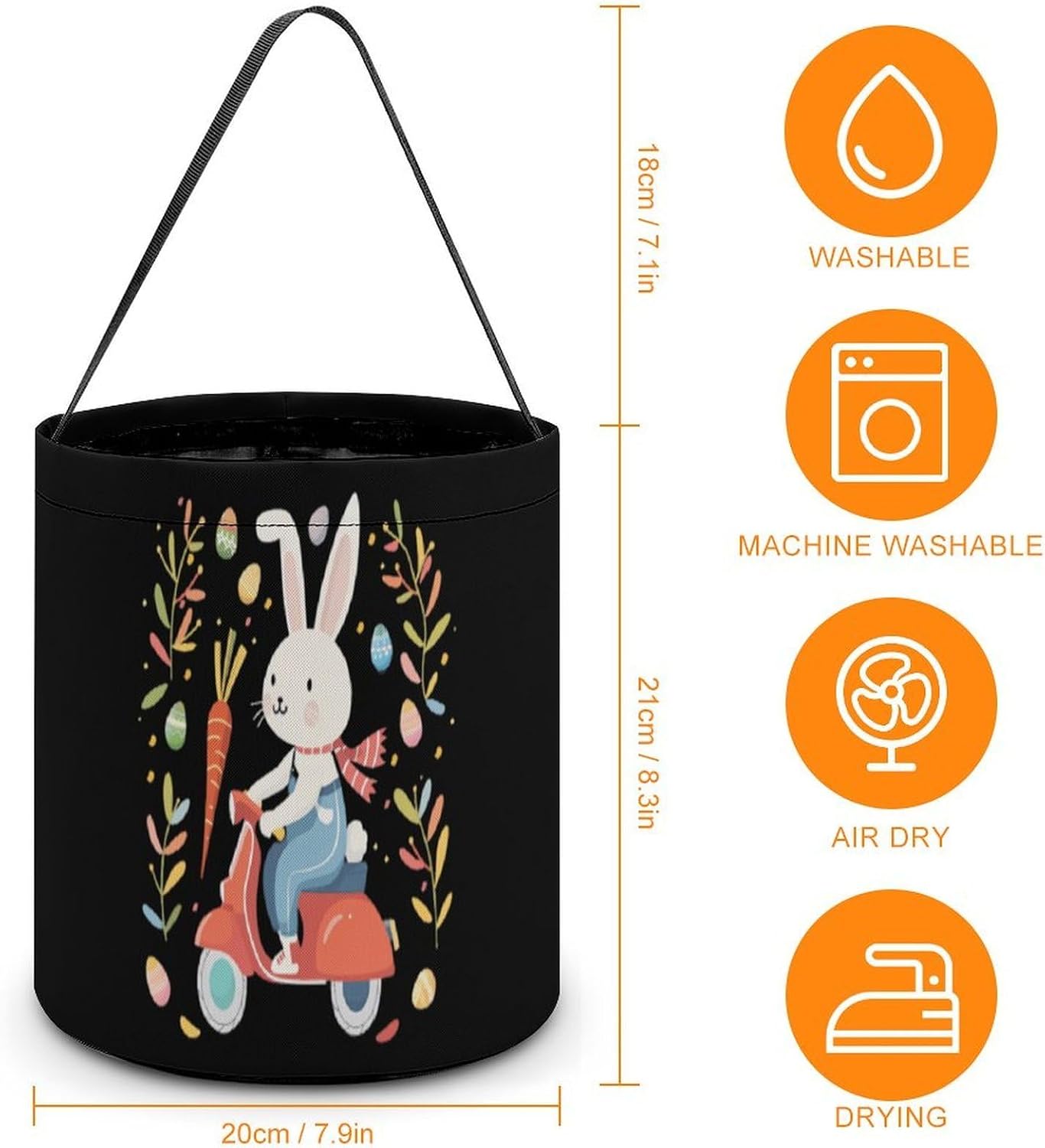 Easter Day Rabbits Halloween Treat Bag Reusable Candy Basket Tote Goody Bags Gift Party