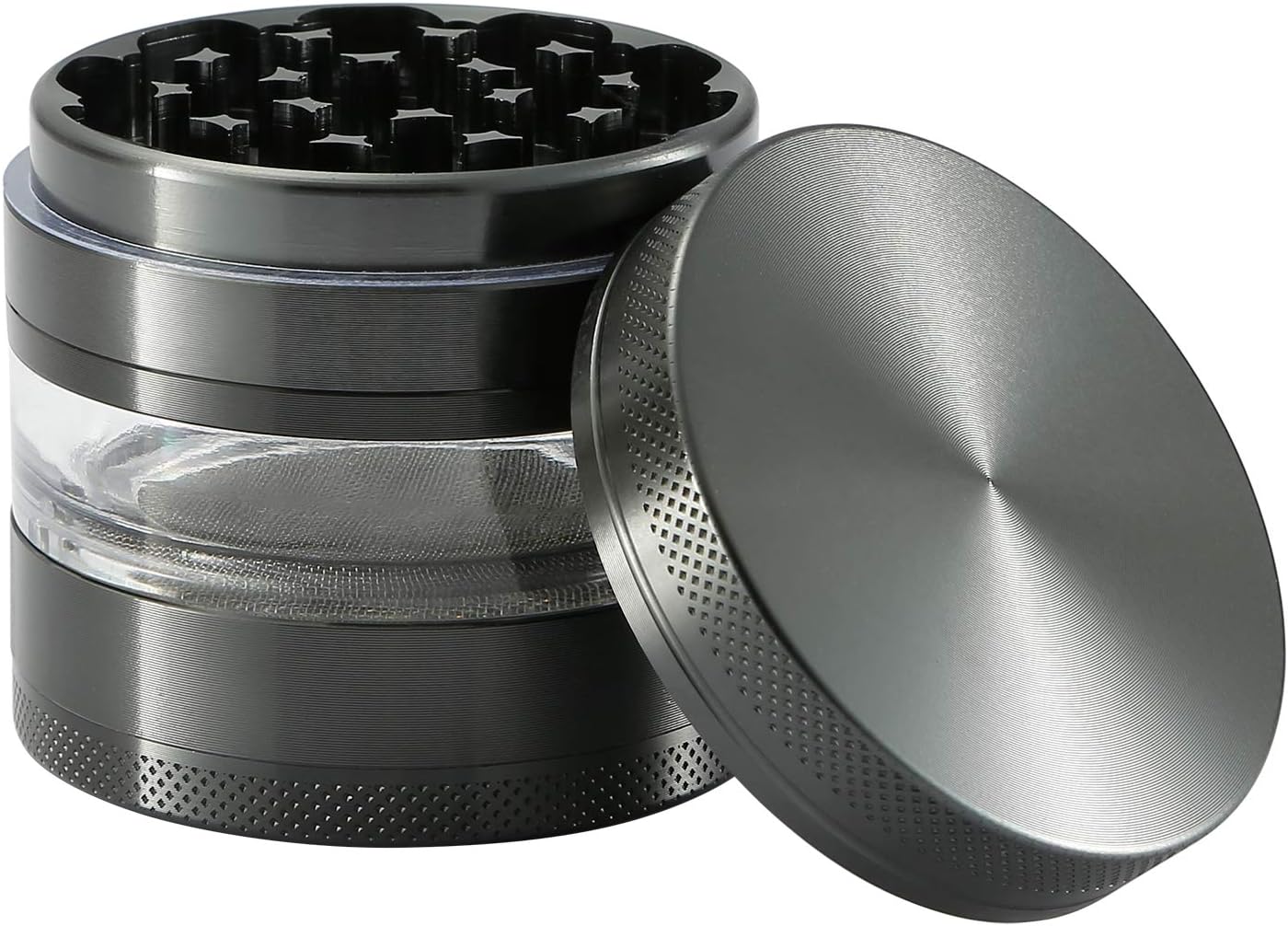 Grinder, 2.4 Inch 4 Piece Grinder– Includes Stainless Steel Screen,Pollen Scraper (Gunmetal)