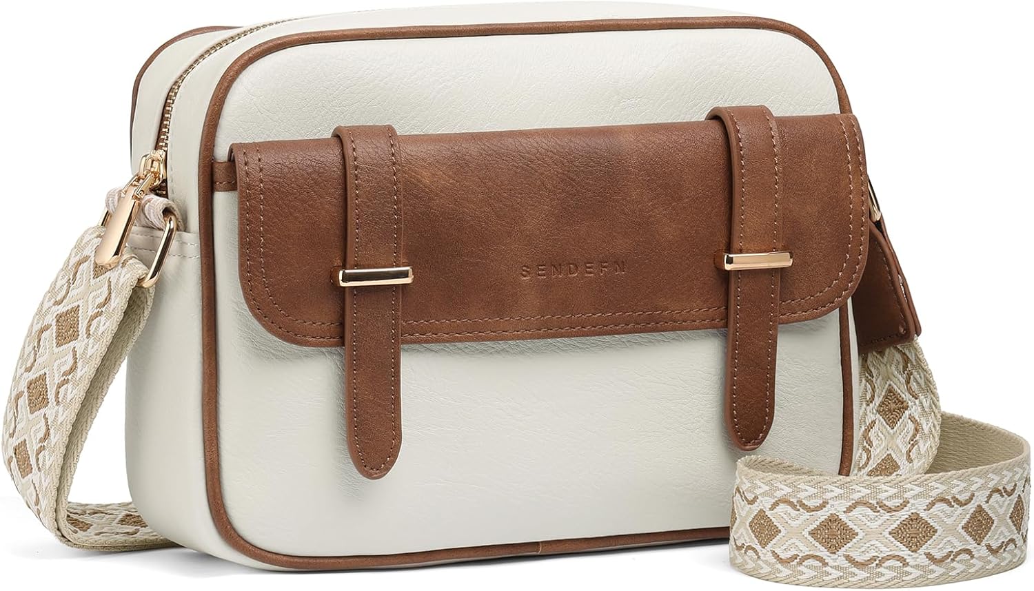 SENDEFN Small Crossbody Bags for Women Leather Handbag Travel Purse with Colored Shoulder Strap