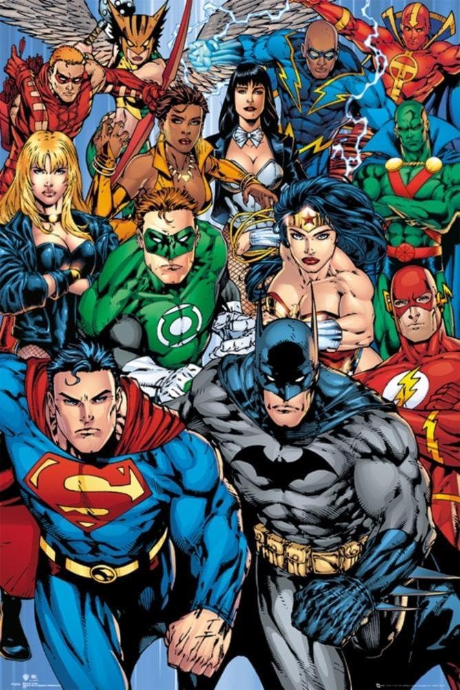 POSTER STOP ONLINE Justice League Of America - DC Comics Poster (The Heroes - Superman, Batman, Green Lantern, Wonder Woman, Flash.) (Size: 24" x 36")