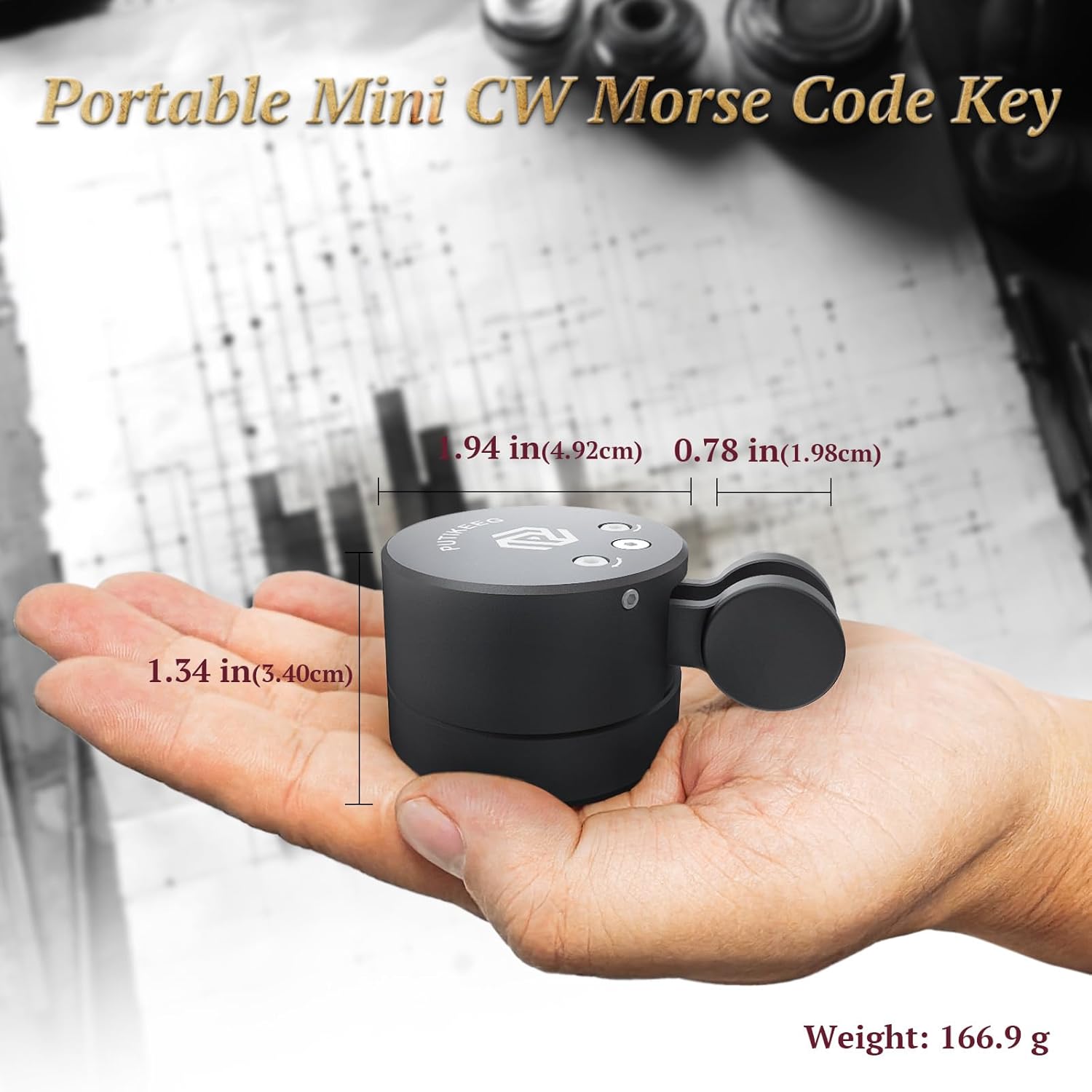Putikeeg Mini Morse Code Key - CW Dual Paddle with Magnetic Base, Magnetic Return Paddles Morse Lambic Key for Amateur Ham Radio(Black)