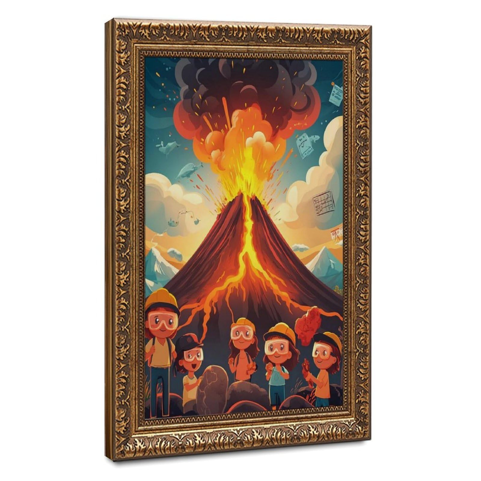 TASJFZS Volcano Science,Geology for Kids,Eruption Learning Art Canvas Poster Bedroom Decor Landscape Office Room Decor Gift 20" L X 30" W