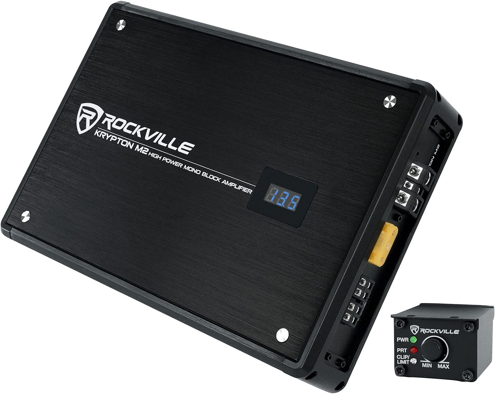 KRYPTON-M2 Mono Car Amplifier, 1 Ohm, 3000W, Class-D, EQ, Low Pass Filter, Dyno-Certified, Bass Remote, Perfect for Subwoofers and Car Audio