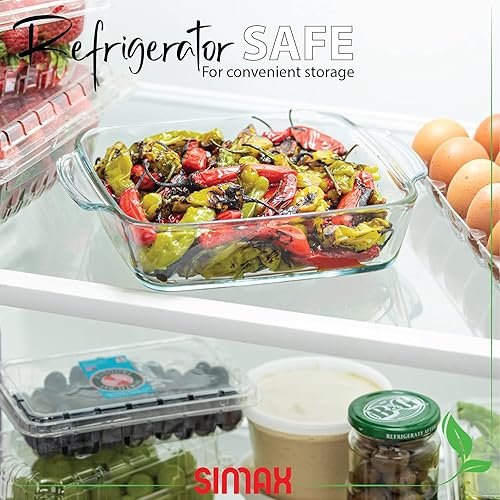 Miniatura 6 de Simax - Plato asador de vidrio, sartén cuadrada grande para hornear y cocinar, apto para horno y lavavajillas, cacerola de 1.5 cuartos de galón