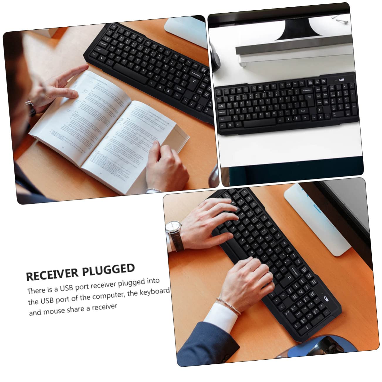 jojofuny Set Tastiera e Mouse Wireless Silenzioso Per Computer Accessori Per Ufficio e Scuola USB Layout Italiano Senza Batteria