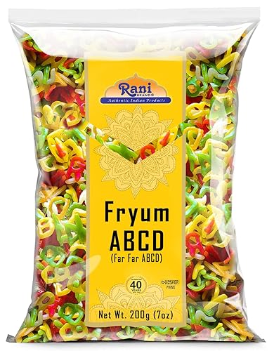 Rani Far Far/Fryums (pellet de trigo y tapioca) Forma ABCD 7 oz (200 g) ~ Vegano, Kosher, sin cocinar, utilizado para hacer papad,