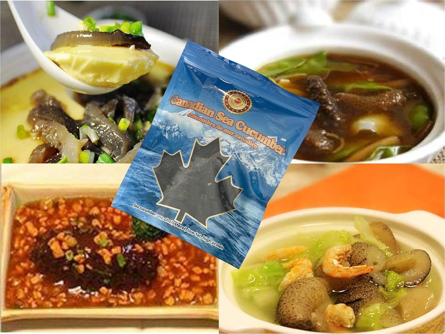 PEACE PAVILION Dried Premium Deep Sea Natural Sea Cucumber Standard Bag Package(1 lbs) 454g(with Ribs/Belt Bandage)