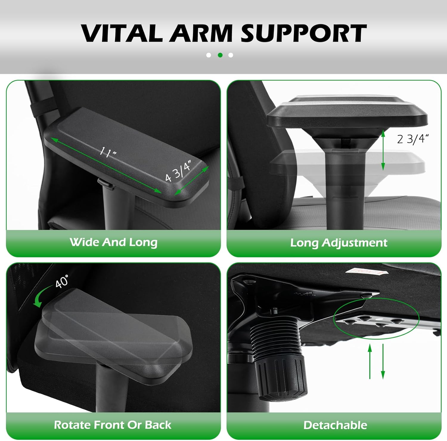 Extra Wide Seat Office Chair for Big and Tall 500lbs, with High Back Adjustable Headrest Lumbar Support Arms Wheels Heavy Duty (Breathable Fabric Seat) - Image 6