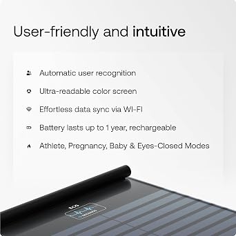 Withings مسح الجسم - مقياس واي فاي متصل لتحسين صحتك، مقياس Bia الشخصي، تحليل تكوين الجسم، دهون الجسم، كتلة العضلات، نسبة الماء