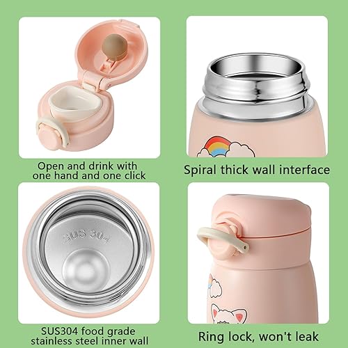 Miniatura 2 de Mini botella de agua pequeña de 12 onzas, termos pequeños de acero inoxidable, con aislamiento al vacío, a prueba de fugas, mantiene las bebidas