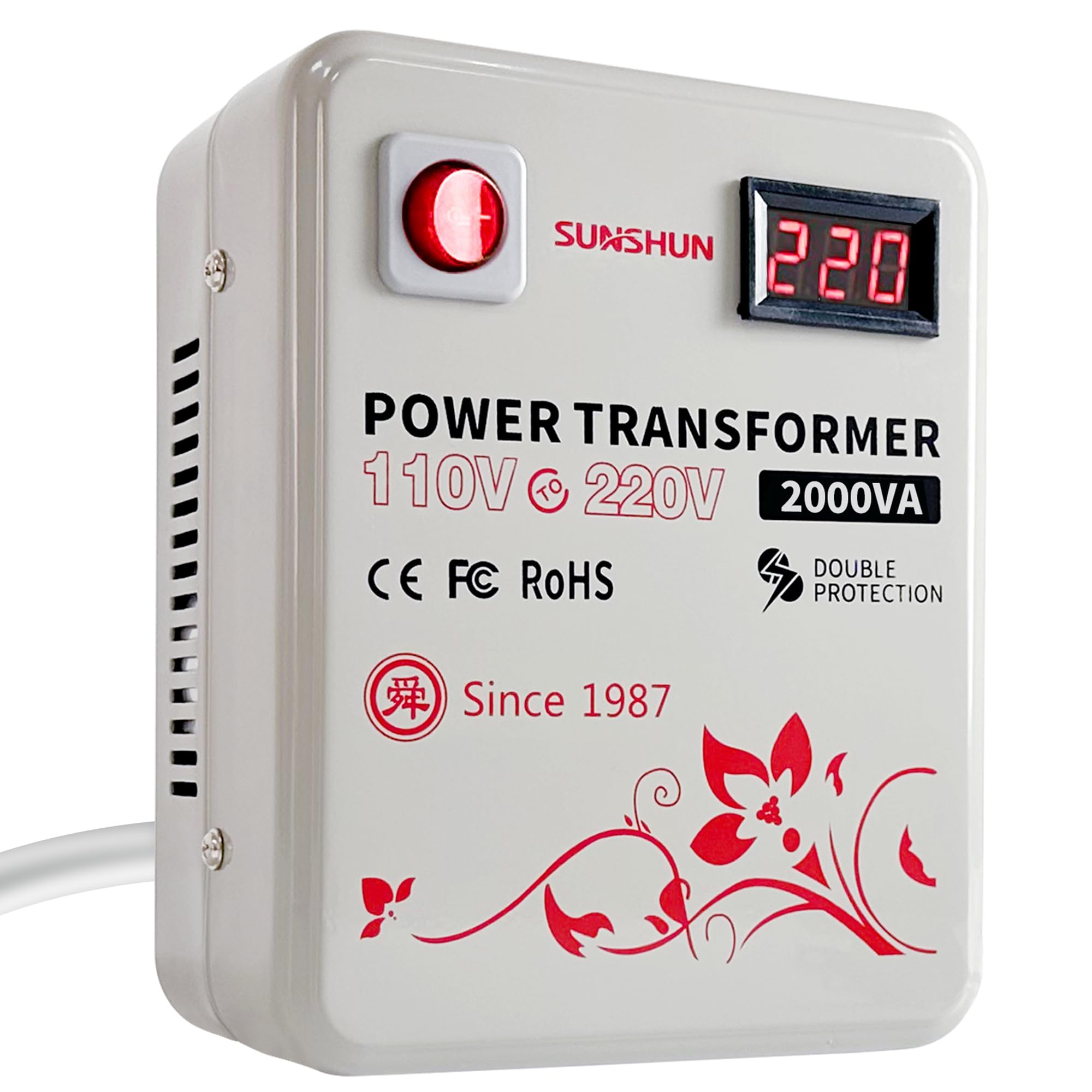 SUNSHUN 110v to 220v Voltage Converter 2000 Watts Step Up Voltage Transformer 110-120v to 220-240v with Voltage Display Meter and Temperature Protection for European Asian Appliances Used in US-image-16