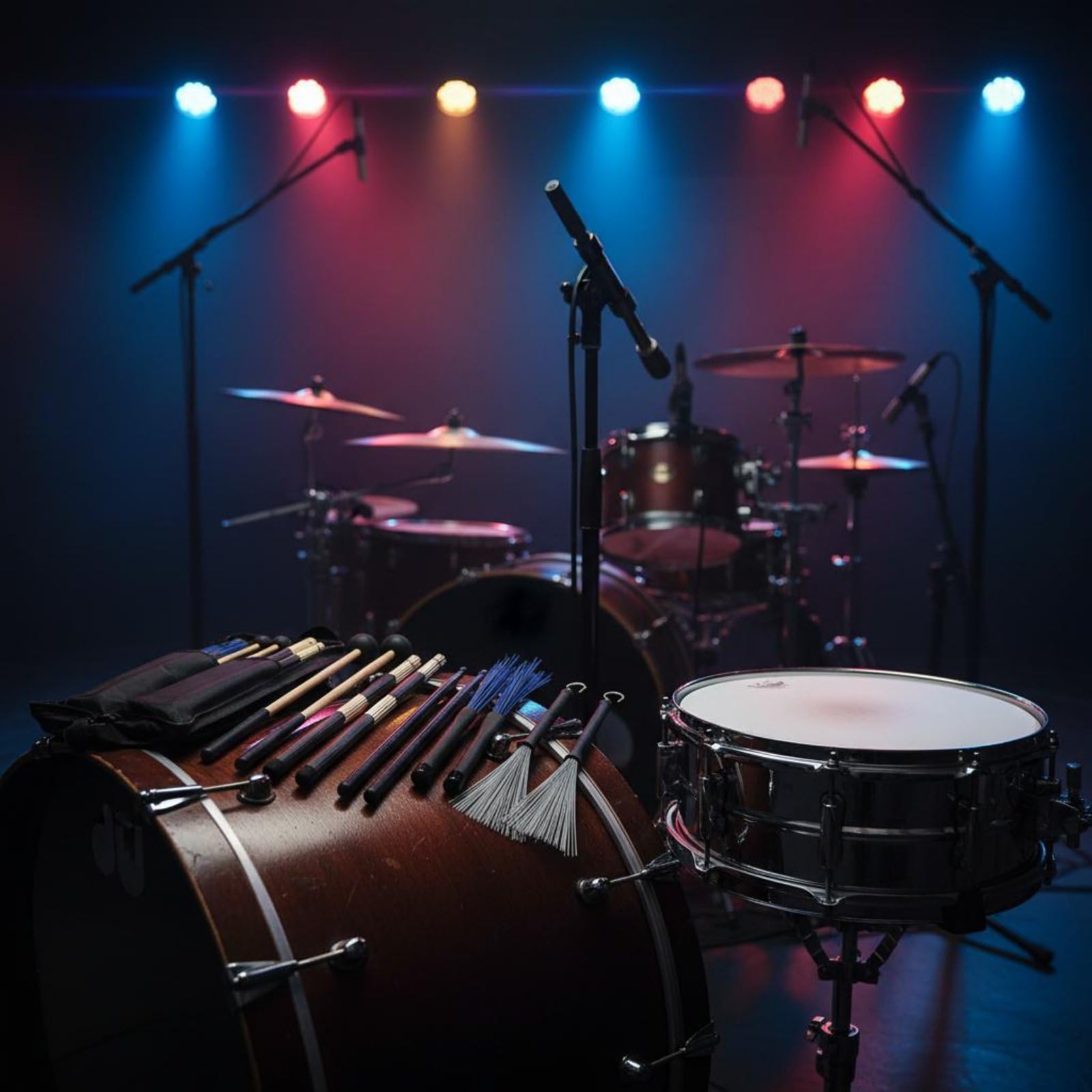 Drumsticks Bacchette Batteria Set Completo Bacchette Spazzole Mazze Bastoncini Accessori Percussioni Suoni Diversi con Borsa Organizzazione Adatto per Prove Band Concerto Scuola Musica