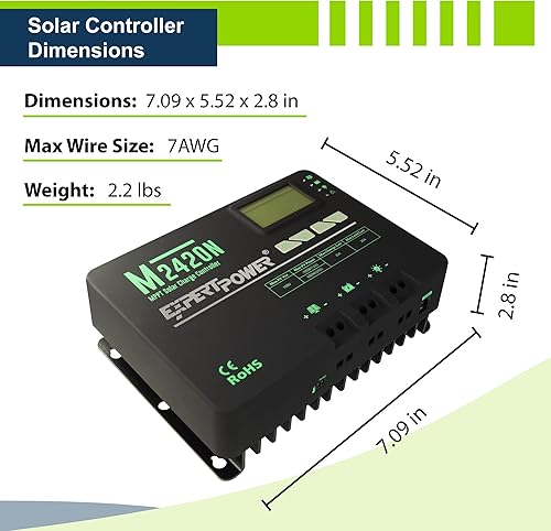 Miniatura 7 de ExpertPower Kit de energía solar de 100 W y 12 V  Panel rígido mono de 100 vatios + batería de gel de 12 V 35 Ah + controlador de carga solar MPPT