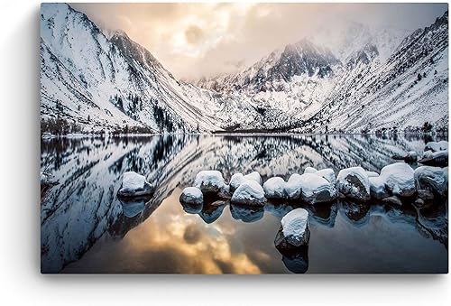 Miniatura 3 de Startonight Lienzo decorativo para pared, montañas nevadas, paisaje natural, foto de invierno, enmarcada de 24 x 36 pulgadas