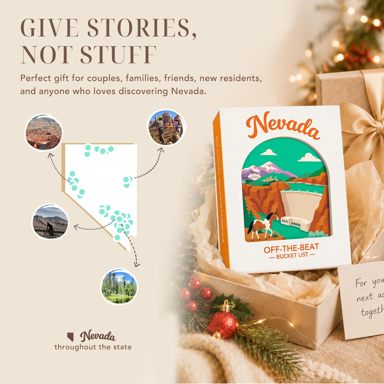 Nevada Adventure Bucket List Cards, 50 carte da grattare per Stato