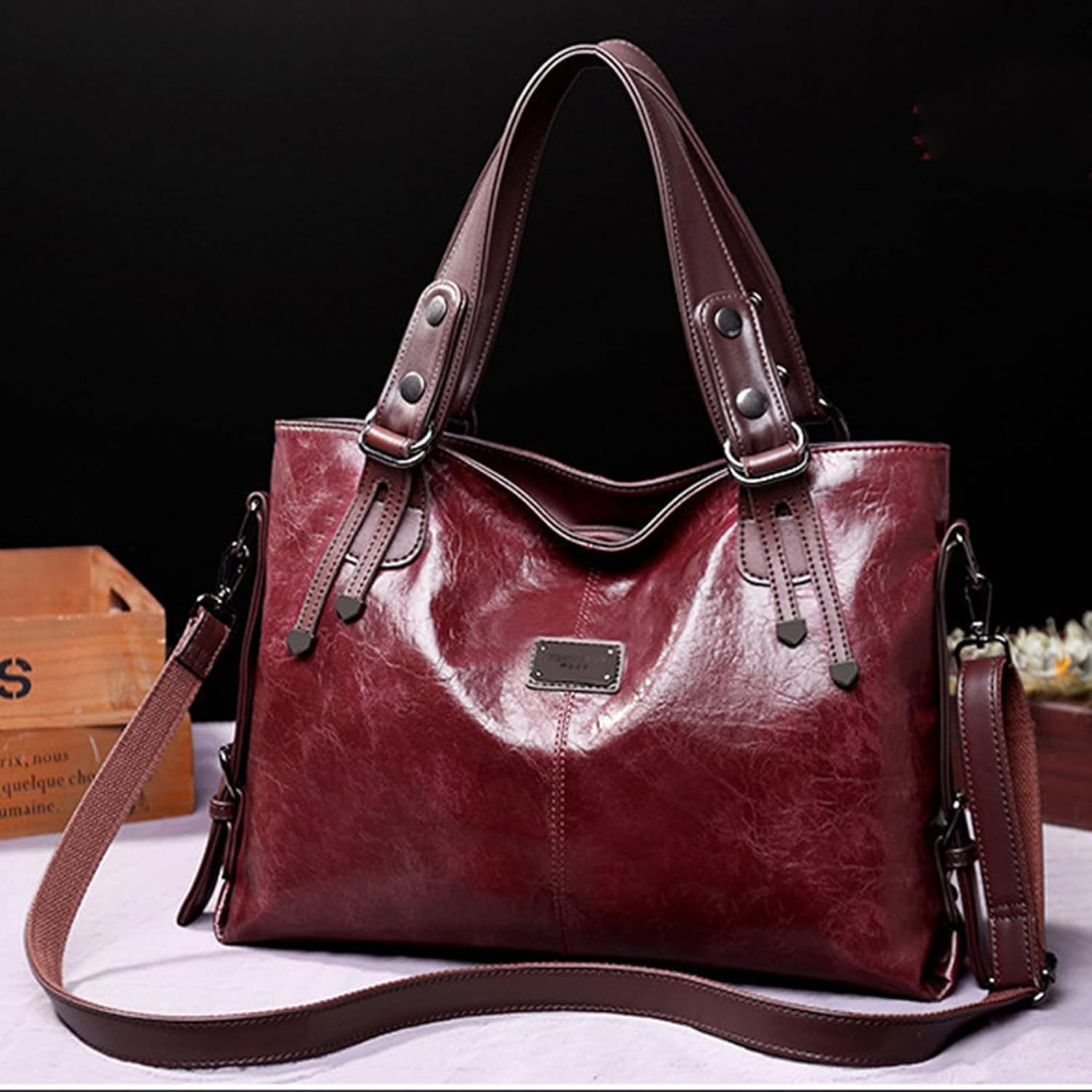 Handbags and Purses for women Vegan Leather Tote Bag for Women Satchel Shoulder Bags Travel Purse with Compartments - Image 3