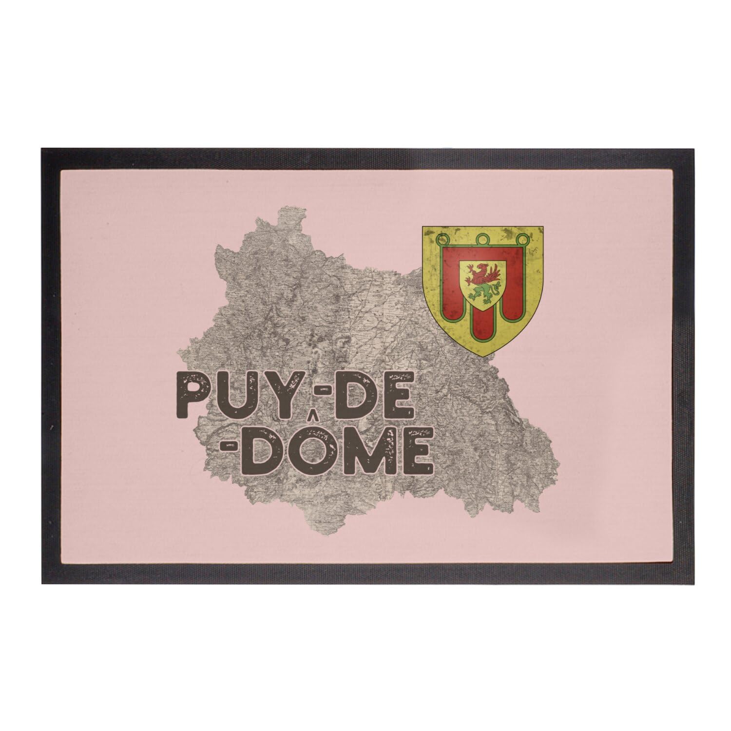 Paillasson rose Puy de Dôme tapis entrée anti-saleté carte ancienne 60x40cm