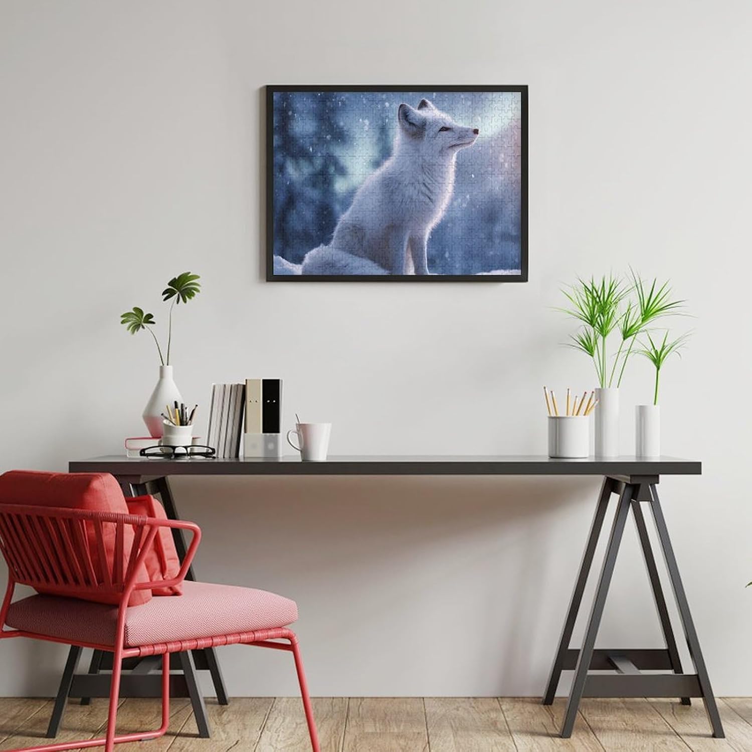 Winter Fox Animal Puzzles for Adults 500 PCS Wooden Jigsaw Puzzle Wall Decor Christmas