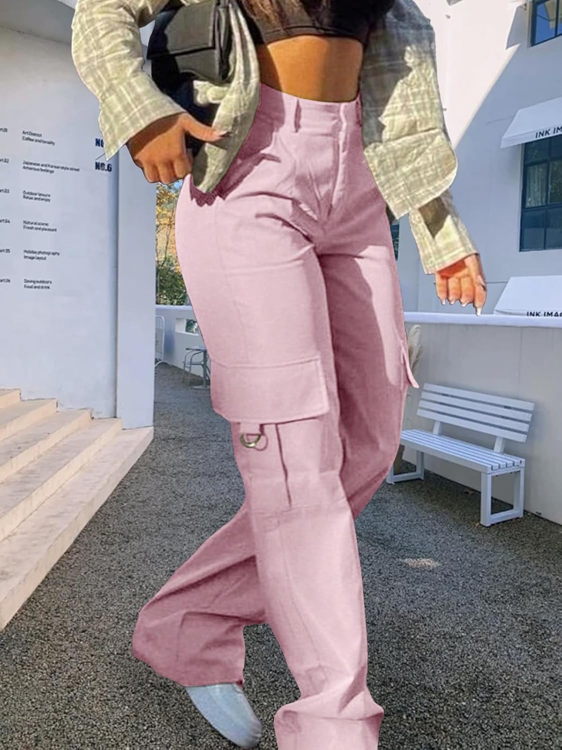 Cargo Pants for Women High Waisted Baggy Wide Leg Stretchy Y2K Streetwear Black Cargo Pants Women with Pockets - Image 3