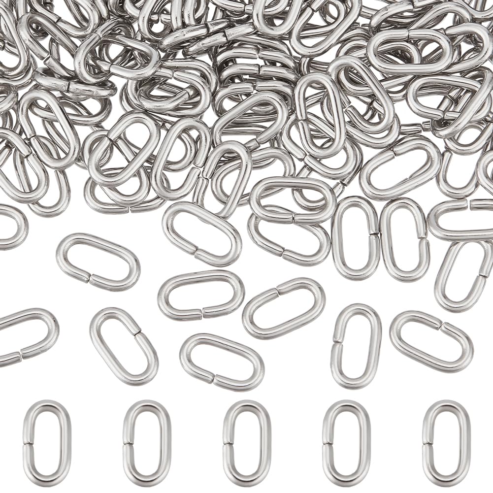 UNICRAFTALE About 200Pcs 11x6mm Oval Linking Connector Stainless Steel Linking Rings Metal Closed but Unsoldered Oval Jump Ring Jewelry Keychain for Jewelry Making Accessories — image 1