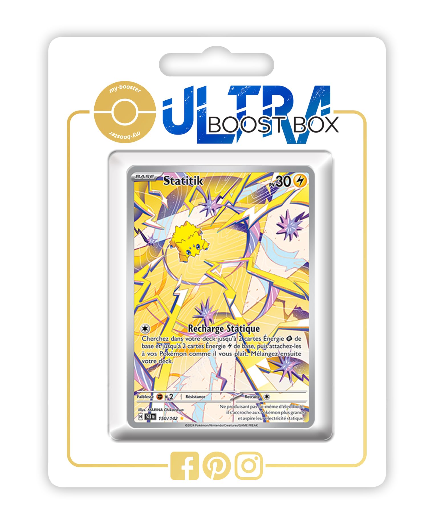 Card Collection - Statitik 150/142 Art Rare (AR) - Pokémon Écarlate Et Violet 7 Couronne Stellaire - Carte Neuve Et Originale Sous Protection