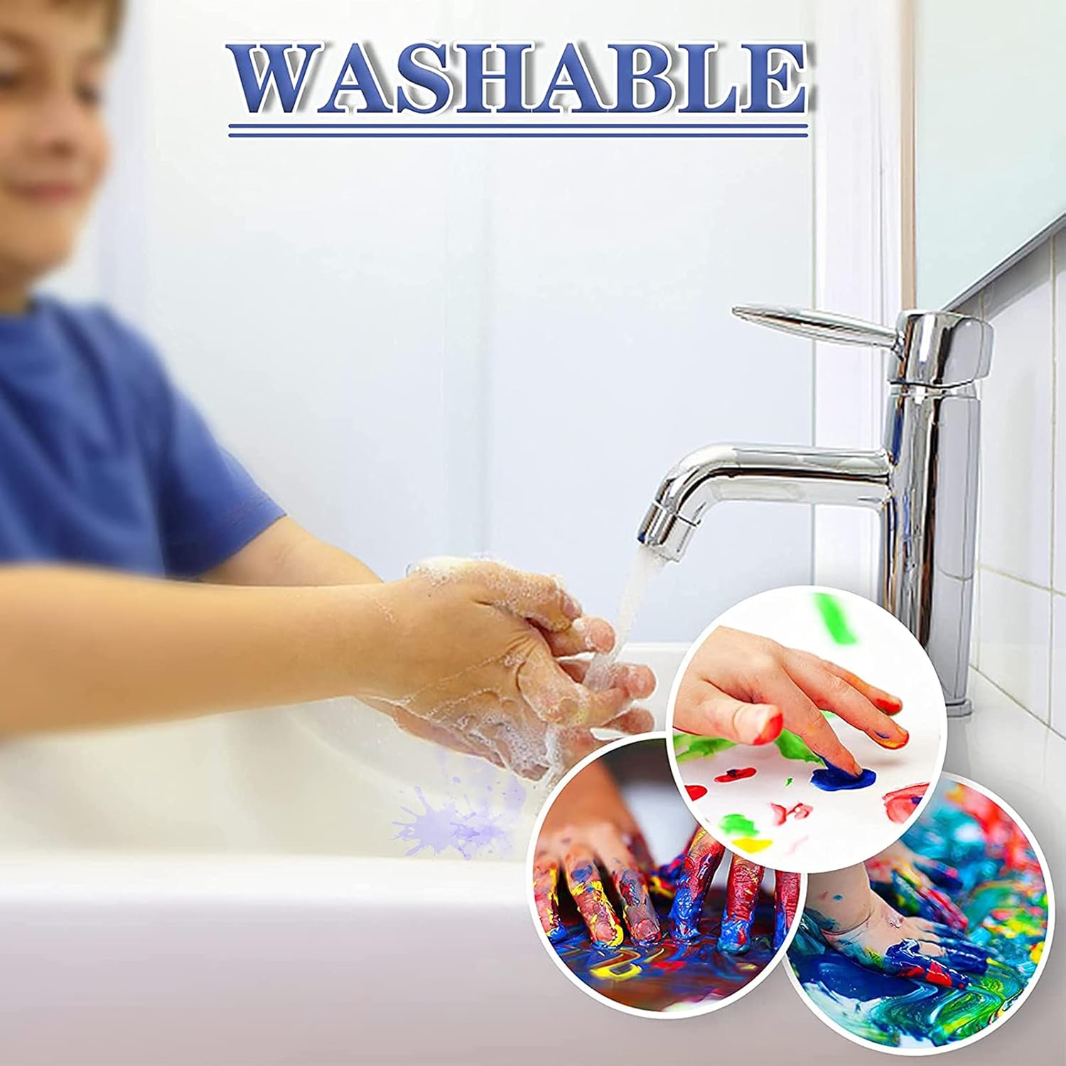 Washable Finger Paint for Kids, Non-Toxic Painting Set, Eco-Friendly School Art Paint Kit for DIY Crafts Painting Kids Gift (12 Color x 1 fl oz) : Toys & Games