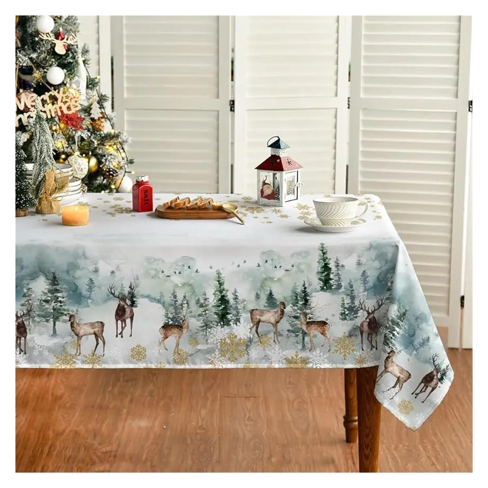 Tovaglia Natalizia Tovaglia decorativa lavabile e antivegetativa for il giorno di Natale, for feste, picnic, cena, ristorante decorativo, tovaglia per la Festa(140x200cm55x78inch)