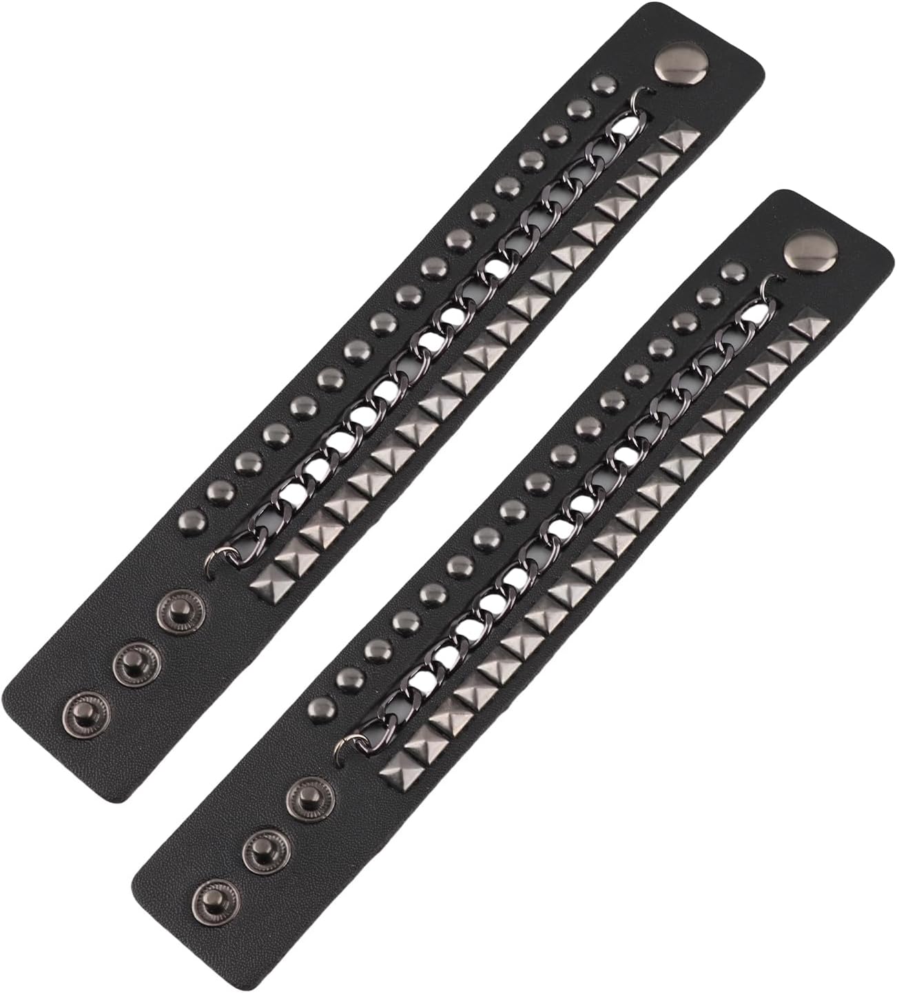 Multi-Layer Retro Motorcycle Leather Cuff Bracelets for Chic Look Ideal for Parties or Travel 8.3", 2Pcs