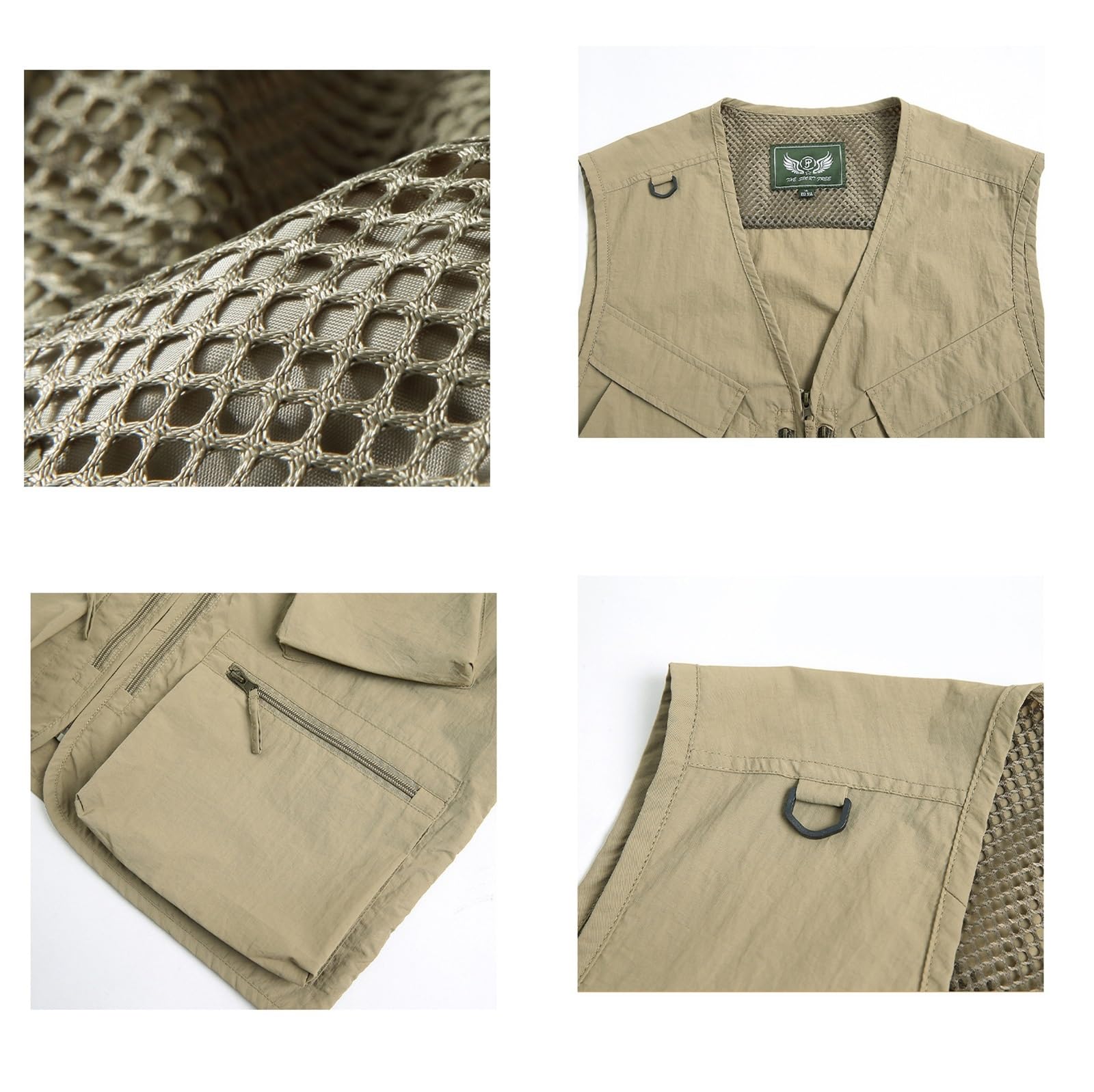 CLSQLXYJZC Gilet Pesca E Safari Per Attività All'aperto, Gilet Da Pesca Da Uomo Taglie Forti Traspirante Senza Maniche Con Cerniera In Rete Con Scollo A V, Giacca Primaverile Safari Caccia